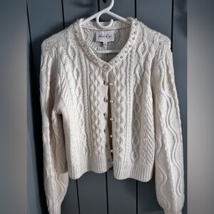 Pink Rose Ivory Cable Knit Cardigan